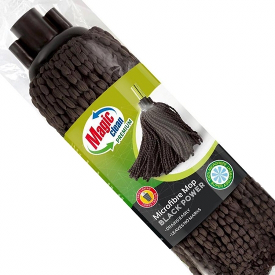 Бърсалка за под, Magic Clean Premium, въже микрофибър, Black Power ...
