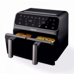 Двоен фритюрник с горещ въздух, еър фрайър Rosberg Premium, 1700W, 8 литра, Таймер, 200C, Черен