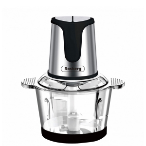 Чопър Rosberg R51111D, 400W, 2 литра, Стъклена купа, 2 скорости, Инокс/черен - Снимка 2