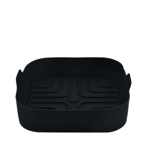 Съд силиконов за AirFryer, 20.5x20.5x5.5 см, квадрат, Черен, Rosberg