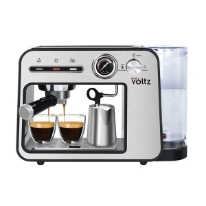 Еспресо машина Oliver Voltz OV51171H, 1450W, 15 bar, 1L, Подгряване на чаши, Авт. изключване, Инокс/черен