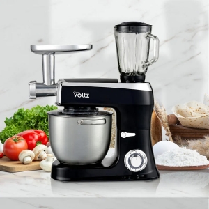 Кухненски робот Voltz V51115AS, 2100W, 7.5 литра, Месомелачка и Блендер, 3 бъркалки, 6 степени+Pulse, Черен - Снимка 2