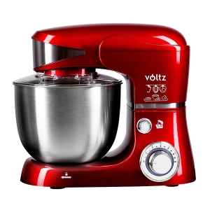 Планетарен миксер Voltz V51115GR, 1600W, 5 литра, 3 бъркалки, 6 скорости, LED, Червен металик