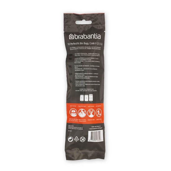 Торба за кош Brabantia PerfectFit NewIcon размер V, 3L, 10 броя, ролка