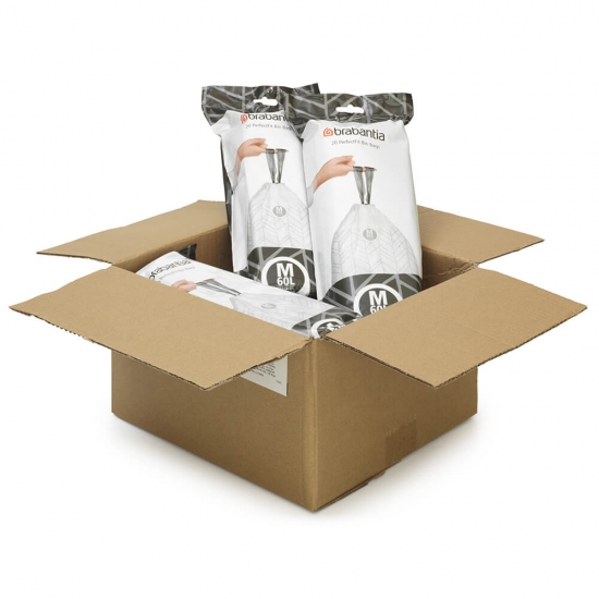 Торба за кош Brabantia PerfectFit Bo размер М, 60L, 120 броя, кутия