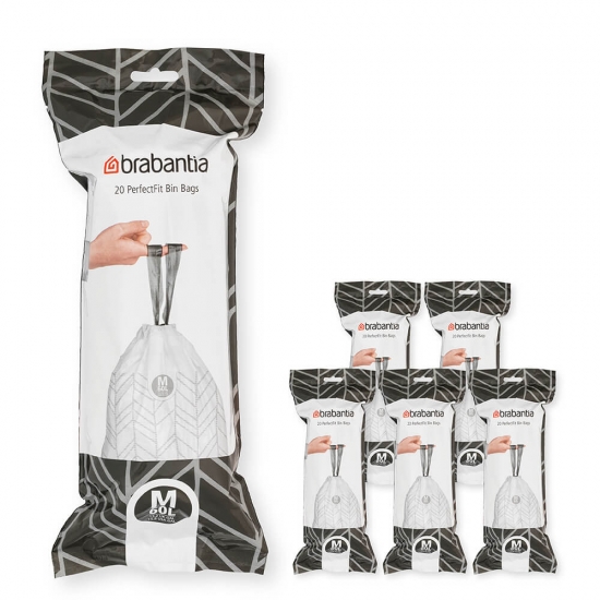 Торба за кош Brabantia PerfectFit Bo размер М, 60L, 120 броя, кутия